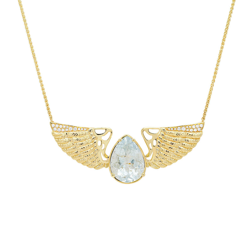 Goddess Wing Necklace - Aquamarine | 7GMS 5.43CTW