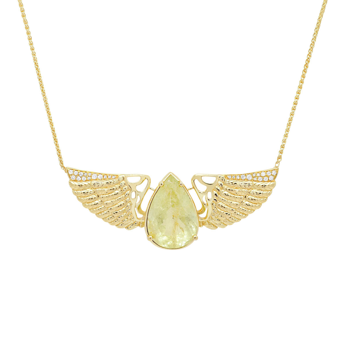 Goddess Wing Necklace - Sea Green Aquamarine | 7.30GMS 6.82CTW