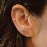 Mini Hexagon Diamond Threaded Flat Back Earring | .25GMS .06CT | Single