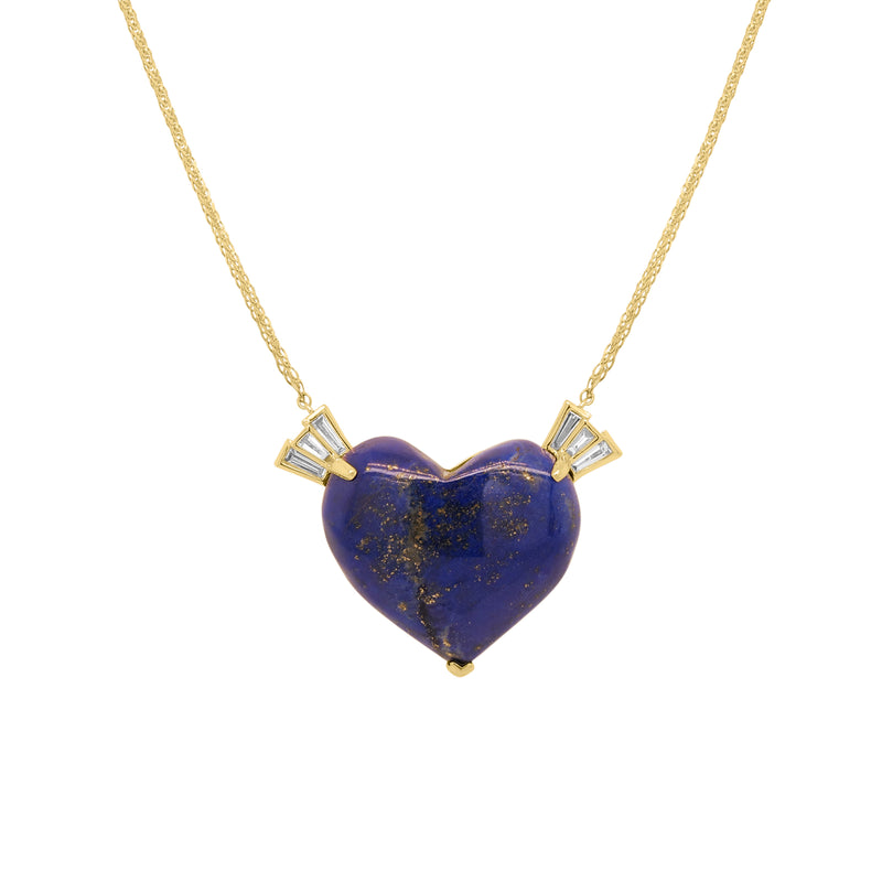 Winged Heart Necklace - Lapis