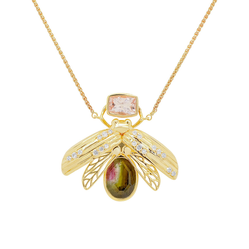 Luxe Lightning Bug Necklace | 7.30GMS 3.40CTW | Morganite