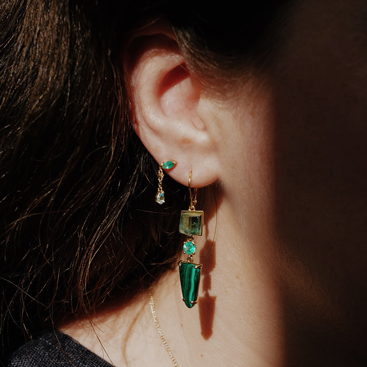 Skull Emerald Gris Gris Earrings