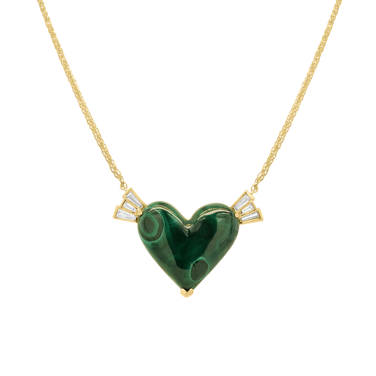 Winged Heart Necklace - Malachite