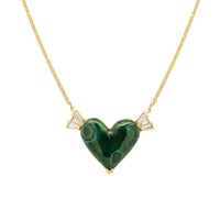 Winged Heart Necklace - Malachite