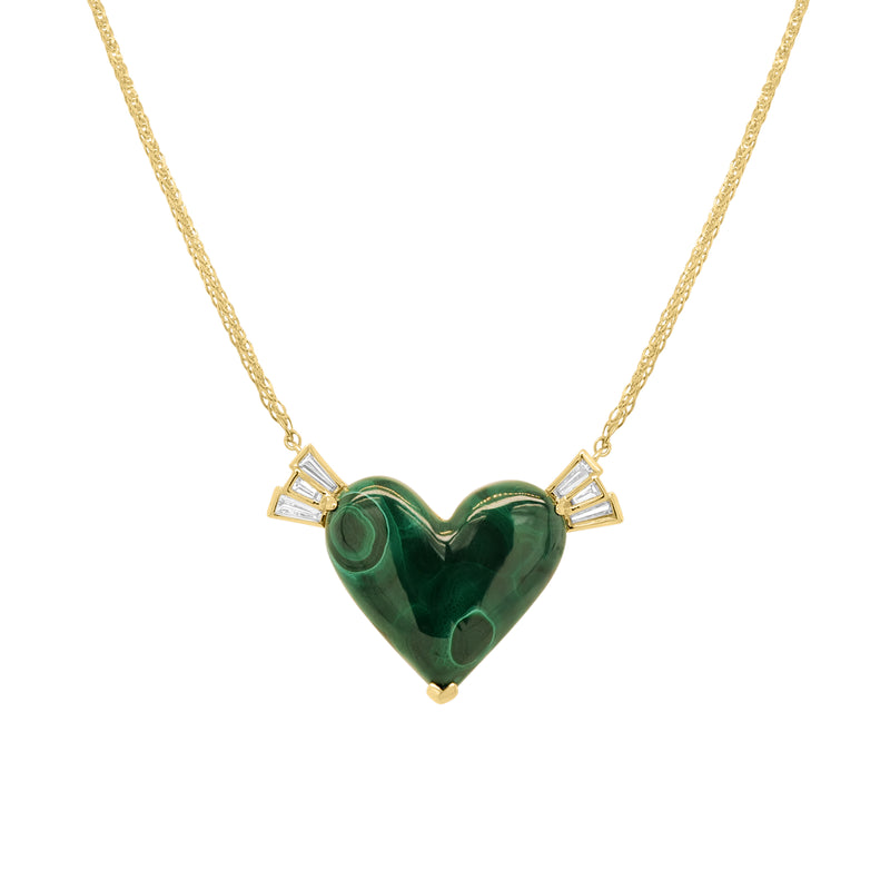 Winged Heart Necklace - Malachite
