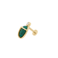 Malachite Scarab Threaded Flat Back Earring | 0.45GMS 0.04CT | Single - Porter Lyons