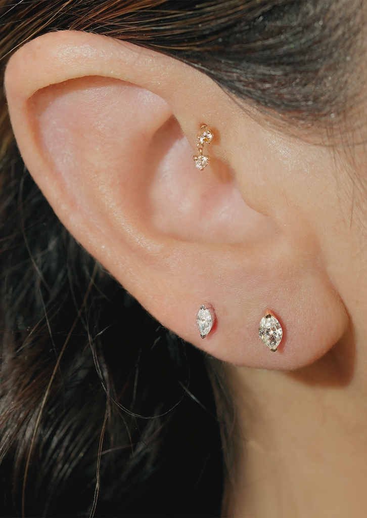 Mini Marquise Diamond Threaded Flat Back Earring | Single