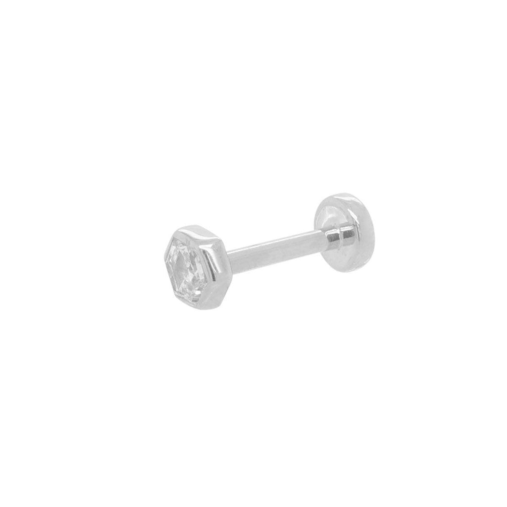 Mini Hexagon Diamond Threaded Flat Back Earring | .25GMS .06CT | Single