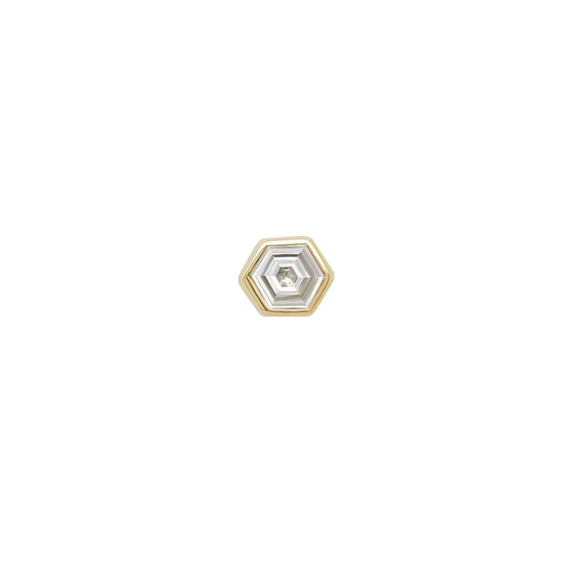 Mini Hexagon Diamond Threaded Flat Back Earring | .25GMS .06CT | Single