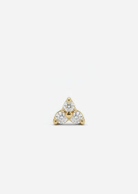 Mini Diamond Trio Threaded Flat Back Earring