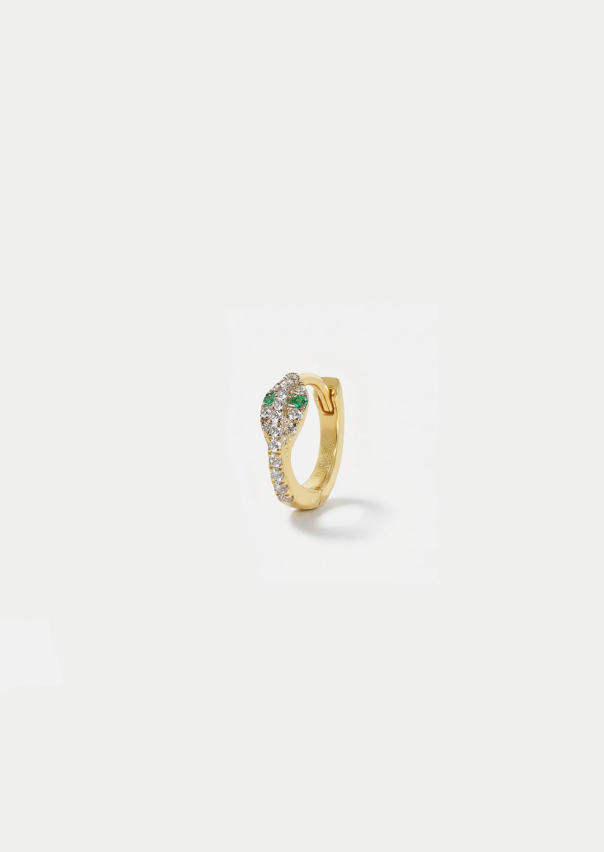 Mini Diamond Snake Huggie Hoop - Emerald Eyes