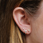 Mini Diamond Trio Threaded Flat Back Earring | .25GMS .02CT | Single