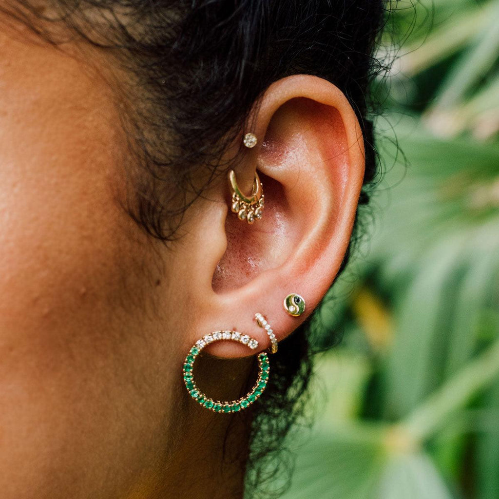 Mini Open Hoop Earrings | 4GMS 1TCW | Emerald - Porter Lyons