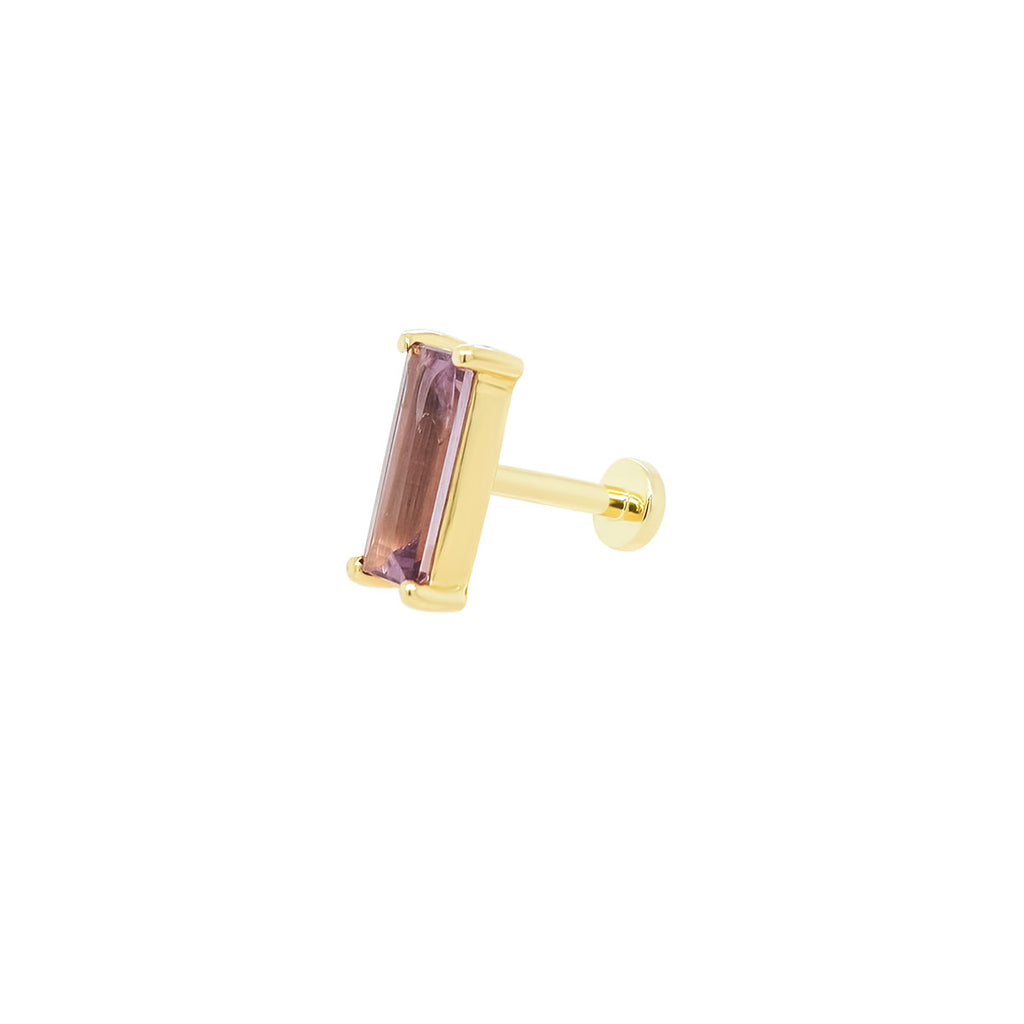 Mystic Spinel Threaded Flat Back Earring | Mauve Baguette | 0.53GMS 0.72CT | Single