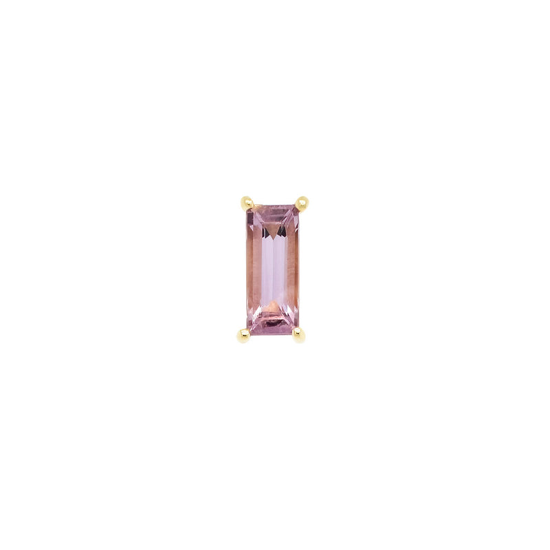 Mystic Spinel Threaded Flat Back Earring | Mauve Baguette | 0.53GMS 0.72CT | Single