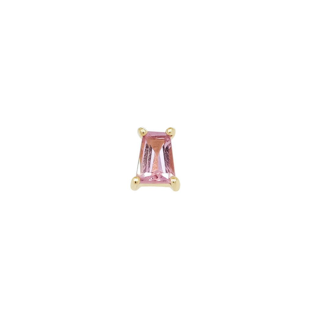 Mystic Spinel Threaded Flat Back Earring | Pink Baguette | 0.38GMS 0.30CT | Single