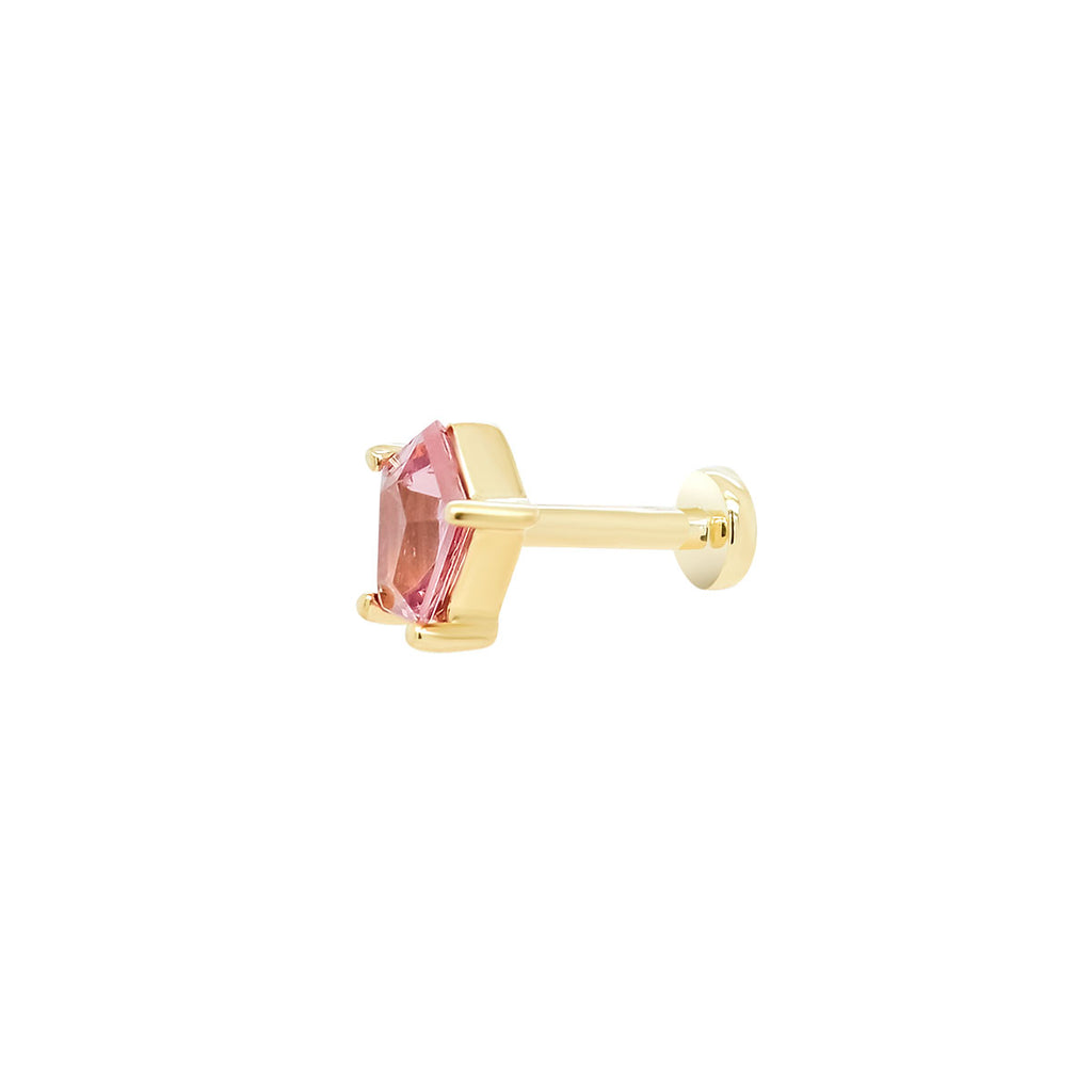 Mystic Spinel Threaded Flat Back Earring | Pink Hex | 0.41GMS 0.40CT | Single