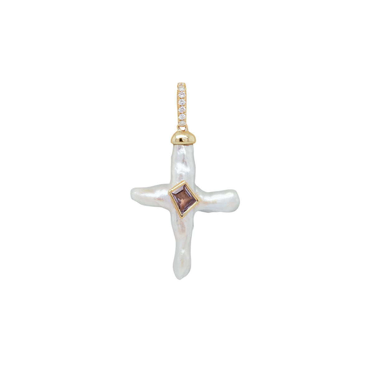 Nexus Pearl Cross Charm | Mauve Spinel | 0.90GMS 0.71CTW