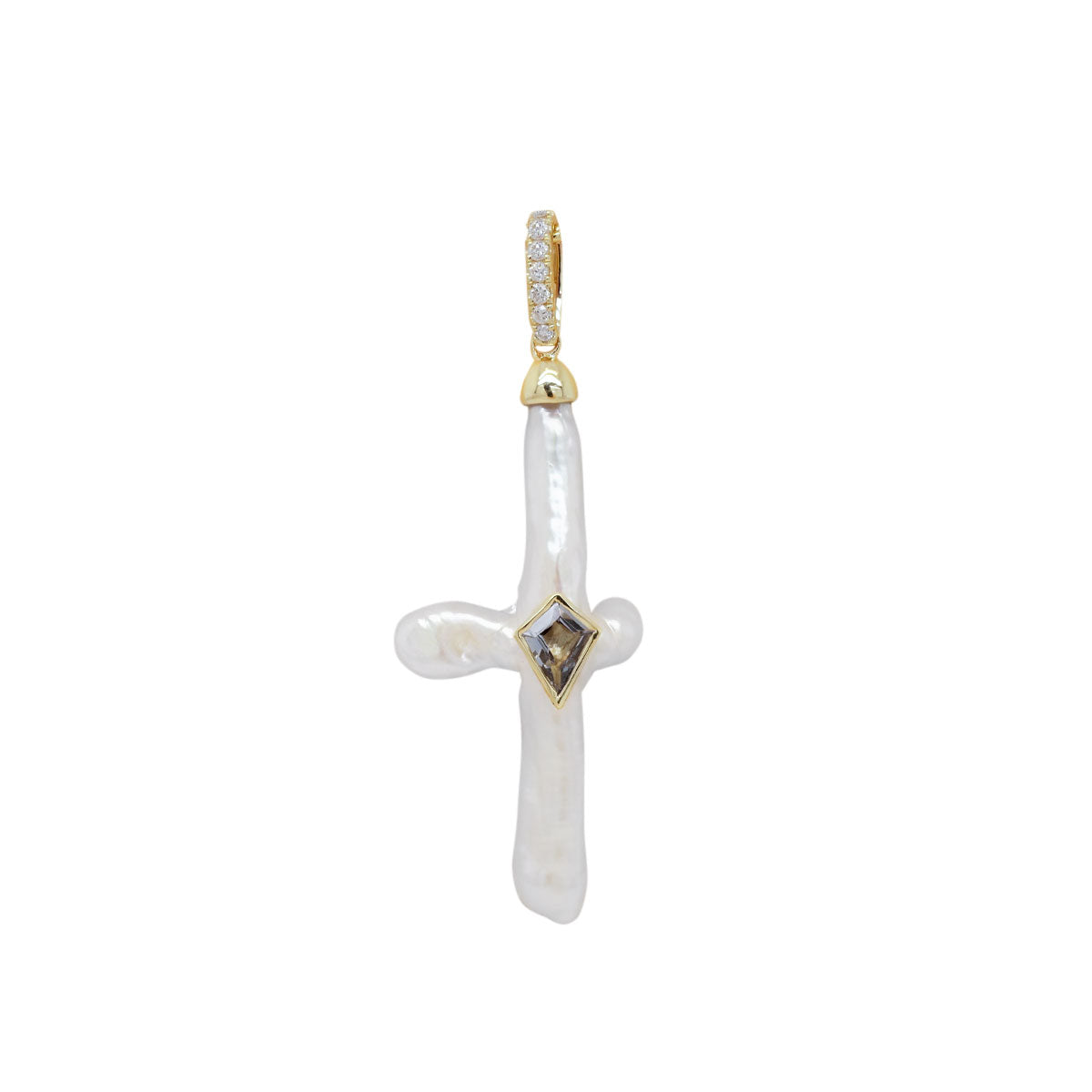 Nexus Pearl Cross Charm | Silver Spinel | 0.82GMS 0.52CTW