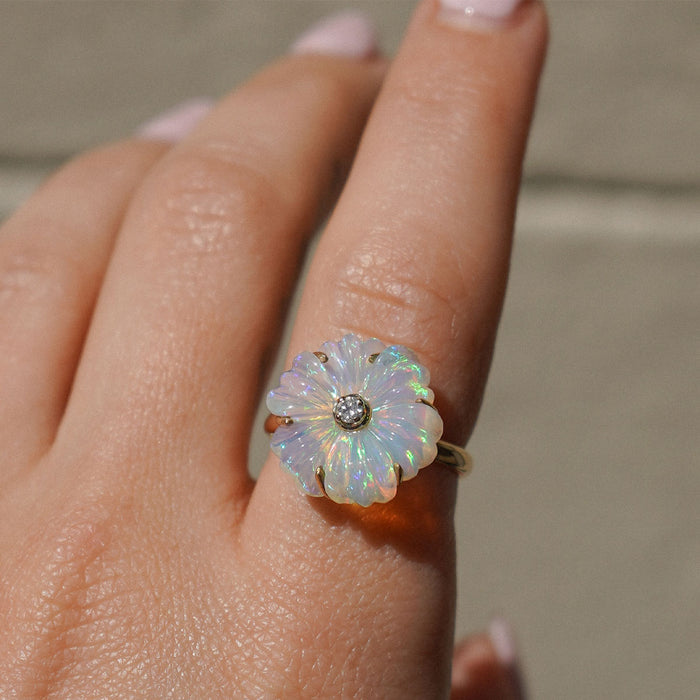 Lotus Flower Ring | Opal