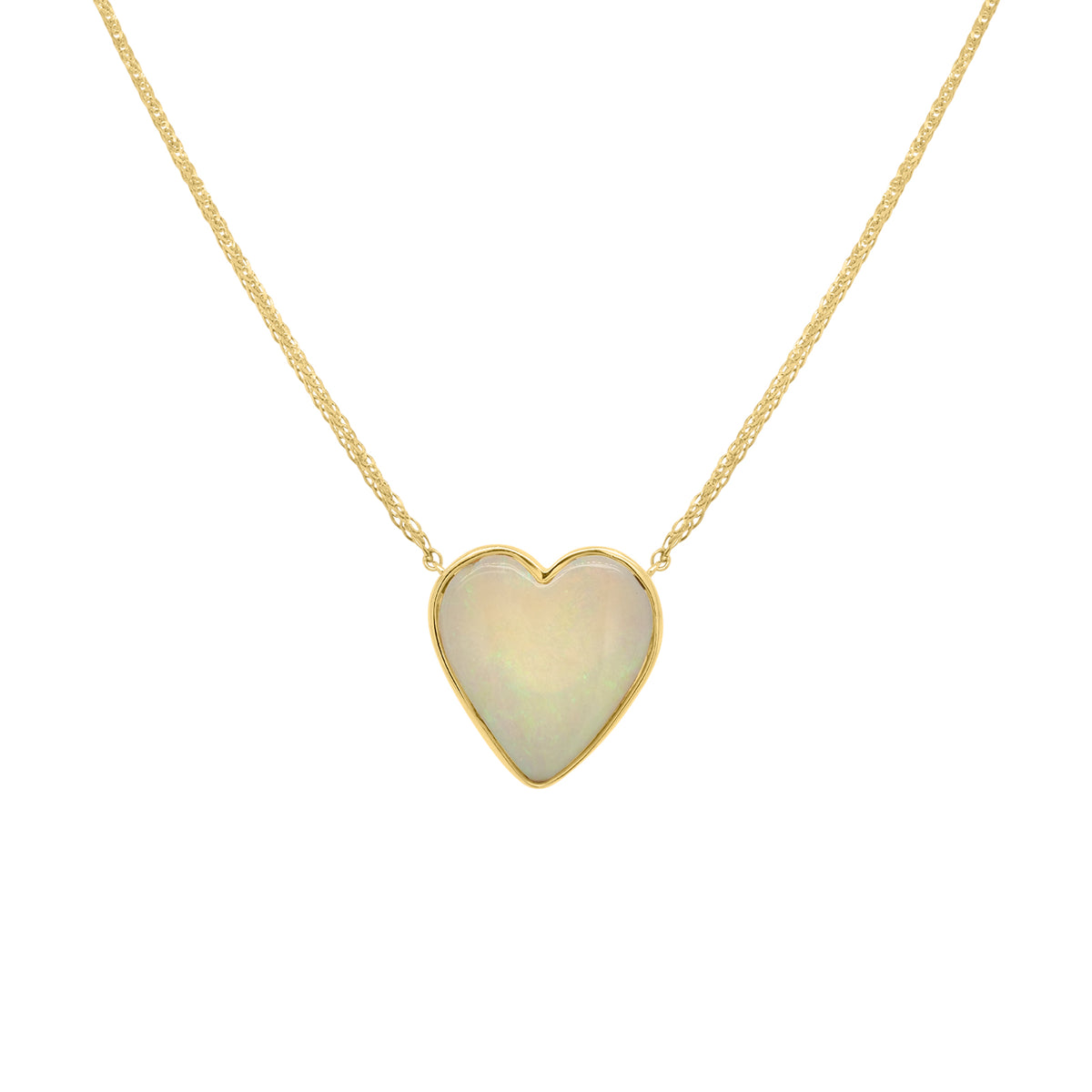 White Opal Heart Necklace
