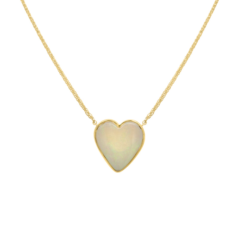 White Opal Heart Necklace