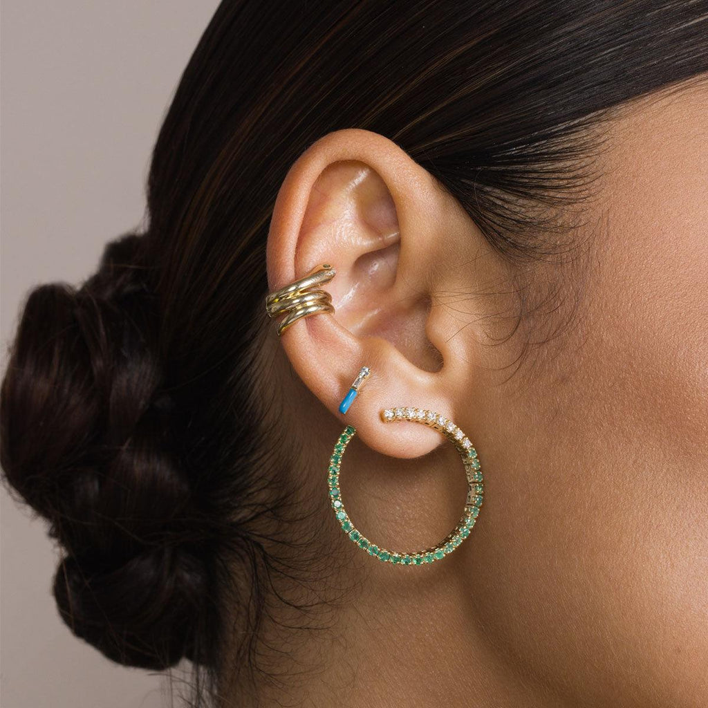 Mama Open Hoop Earrings | 5.30GMS 1.20CTW | Emerald - Porter Lyons
