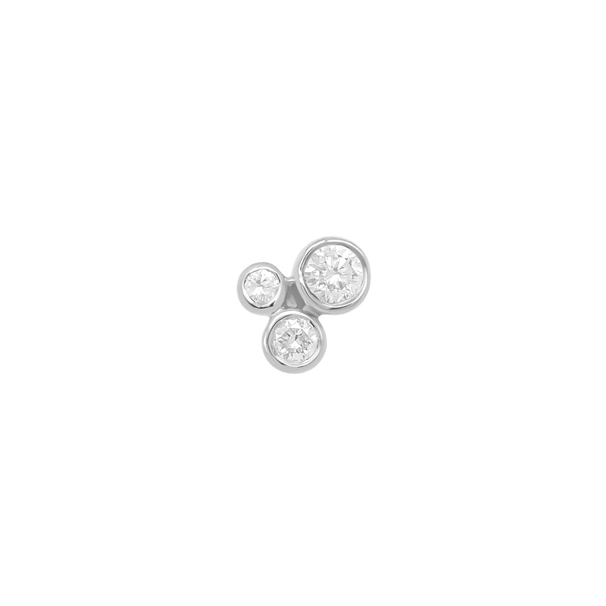 Organic Trio Threaded Flat Back Earring | Diamond | .45GMS .10CT | Single