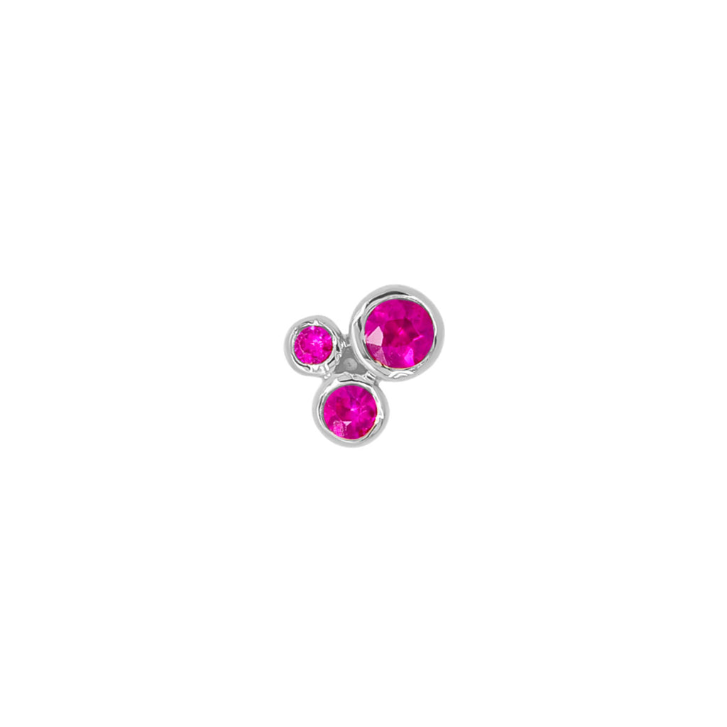 Organic Trio Threaded Flat Back Earring - Ruby | Single