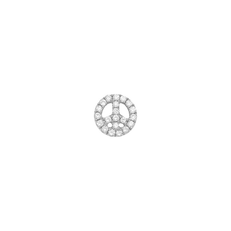 Peace Sign Threaded Flat Back Earring | .35GMS .03CT | Single