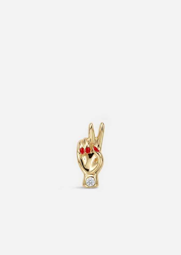 Peace Hand Threaded Flat Back Earring