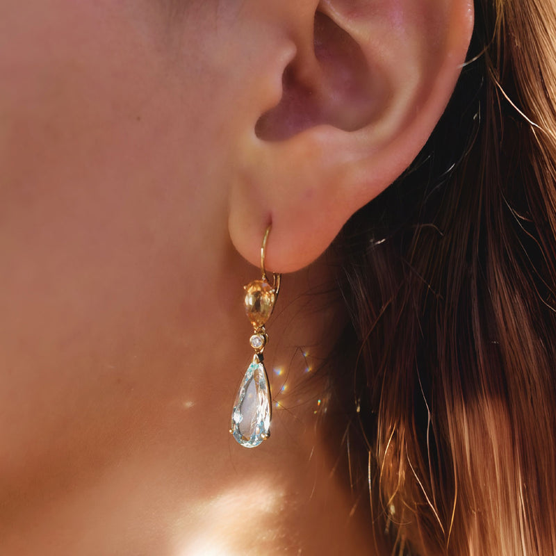 Penelope Earrings | Aquamarine + Topaz