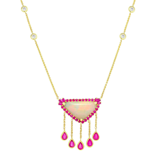 Ruby Opal Frost Necklace | 4.90GMS 5.44TCW