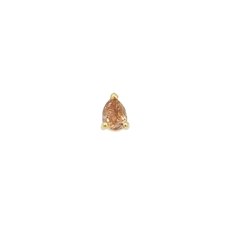 S+P Champagne Diamond Threaded Flat Back Earring | Pear | 0.30GMS 0.18CT | Single