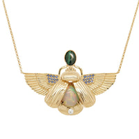 Scarab Necklace - Opal + Malachite | 7.80GMS 1.37CTW - Porter Lyons