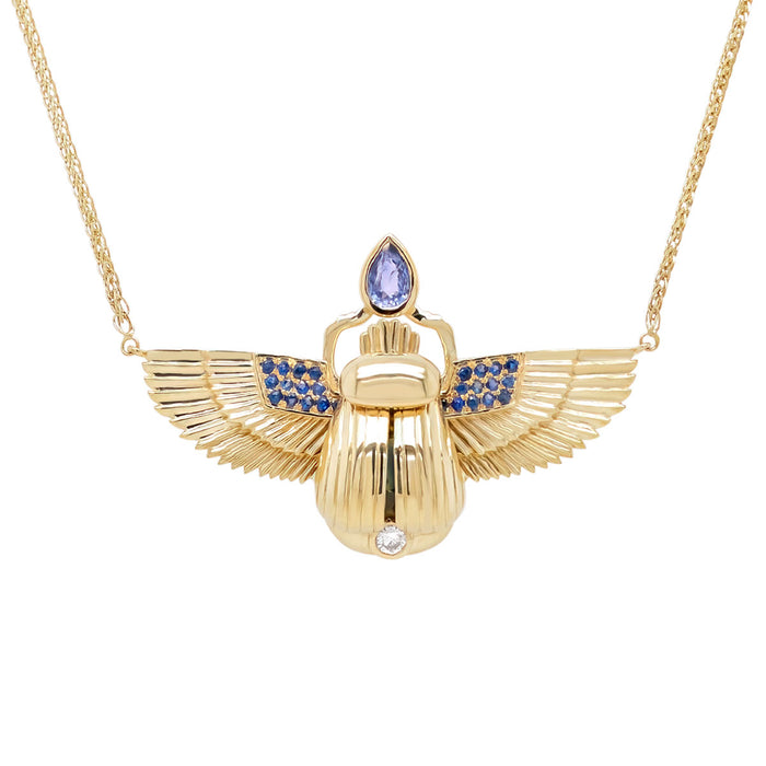 Scarab Necklace - Australian Parti Sapphire