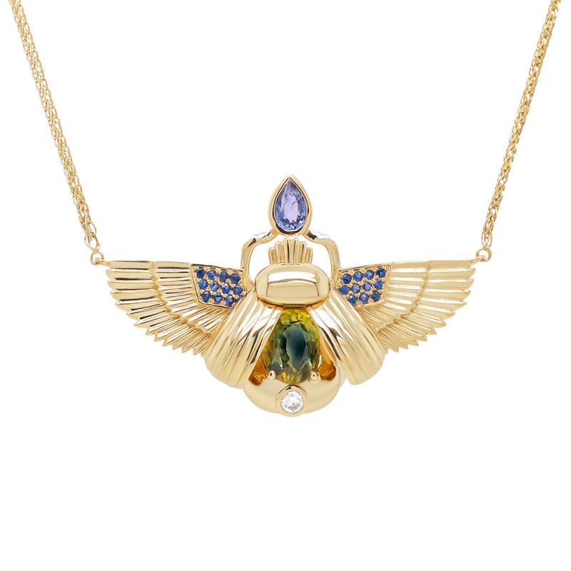 Scarab Necklace - Australian Parti Sapphire