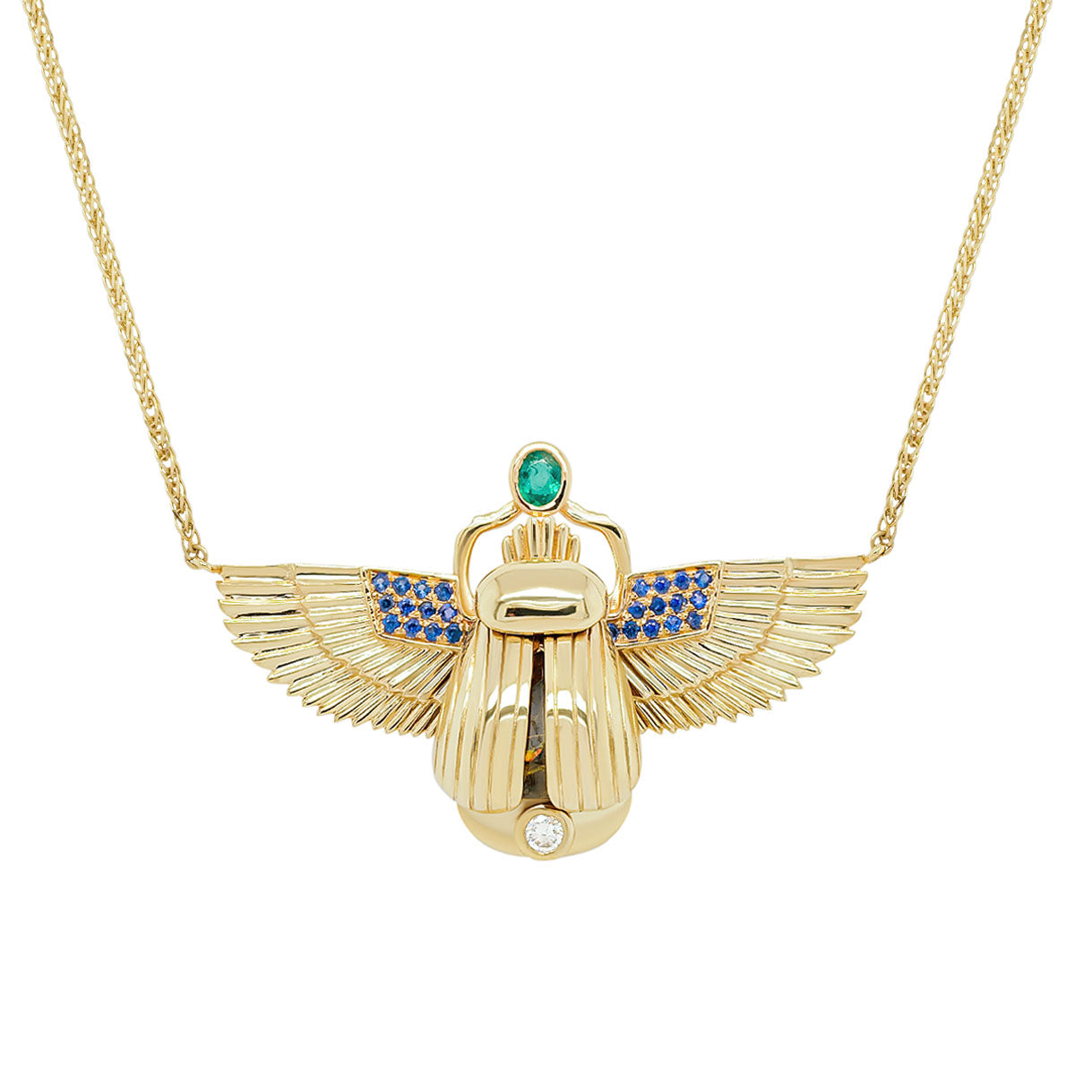 Scarab Necklace - Sphene + Columbian Emerald