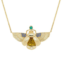 Scarab Necklace - Sphene + Columbian Emerald