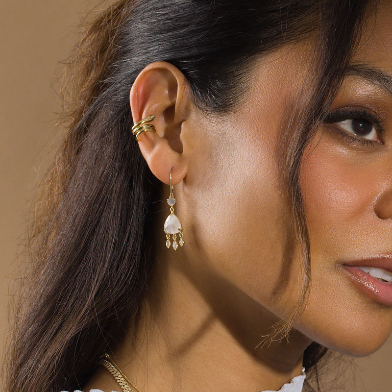 Moonstone Shield Earrings | 2.40GMS | Pair