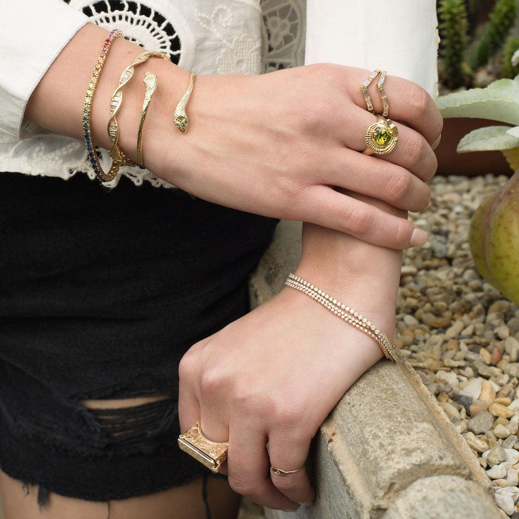 Gold Textured Snake Cuff Bracelet