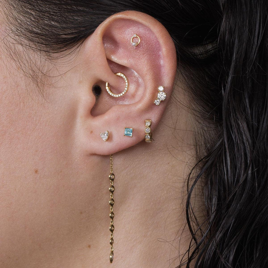 Something Blue Threaded Flat Back Earring | .35GMS .18CT | Single