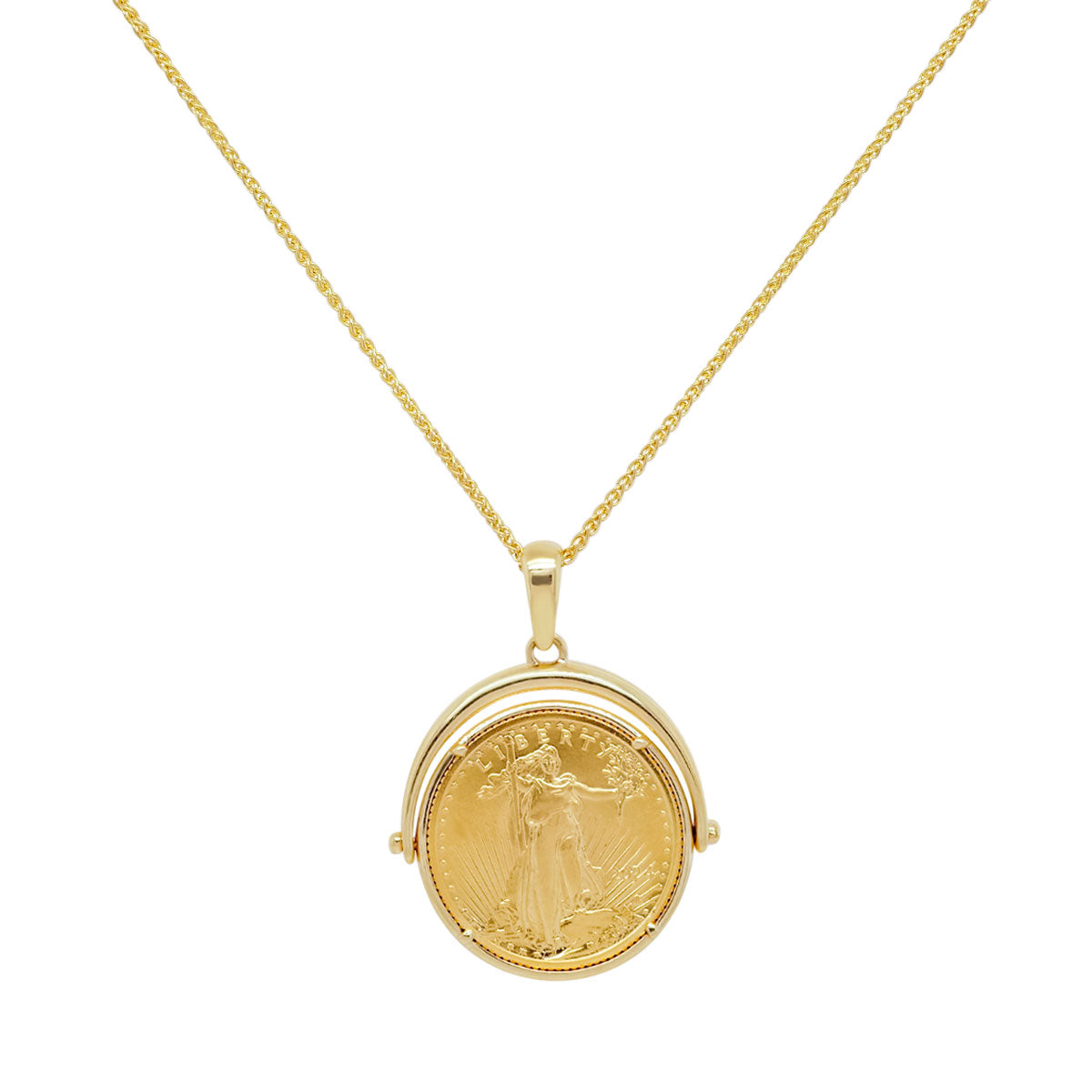 Spinning Gold Eagle Coin Necklace | 3.90GMS