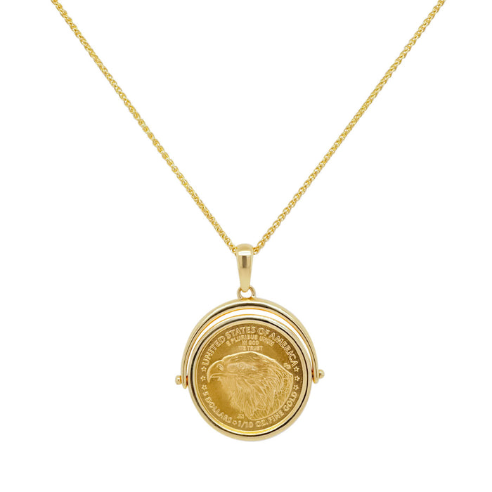 Spinning Gold Eagle Coin Necklace | 3.90GMS