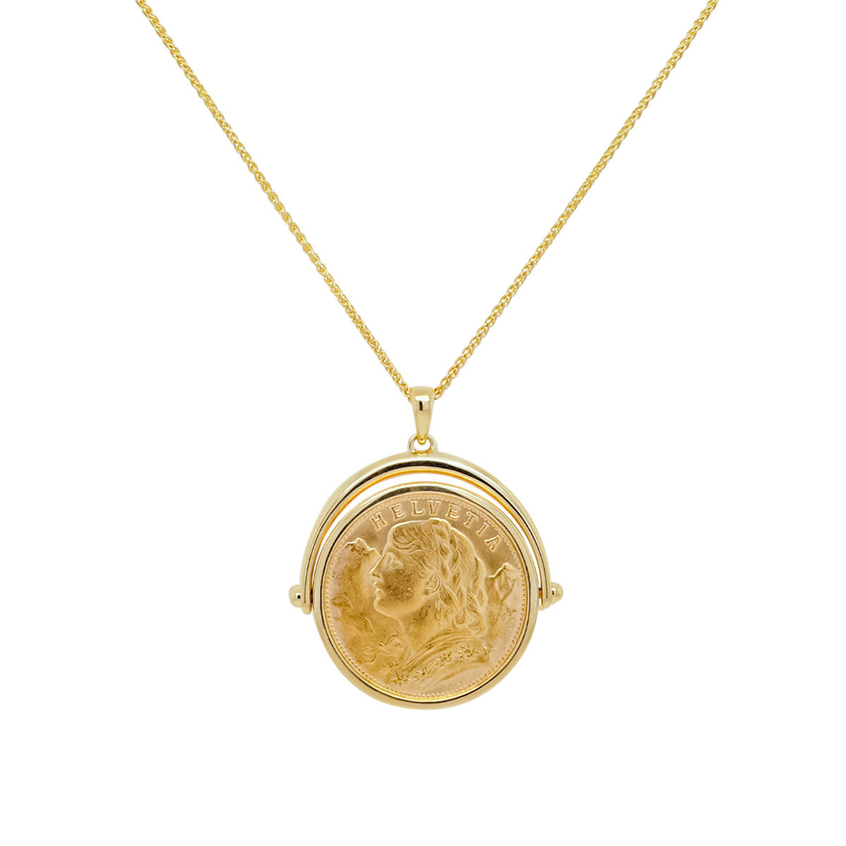 Spinning Swiss Franc Gold Coin Necklace | 4.90GMS