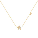 Star and Moon Necklace | 1.6GMS .10CT