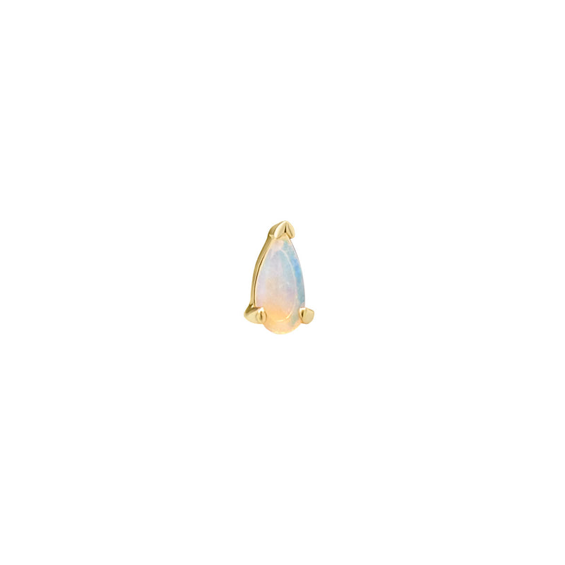 Teardrop Opal Threaded Flat Back Earring | .25GMS .07CT | Single bulb