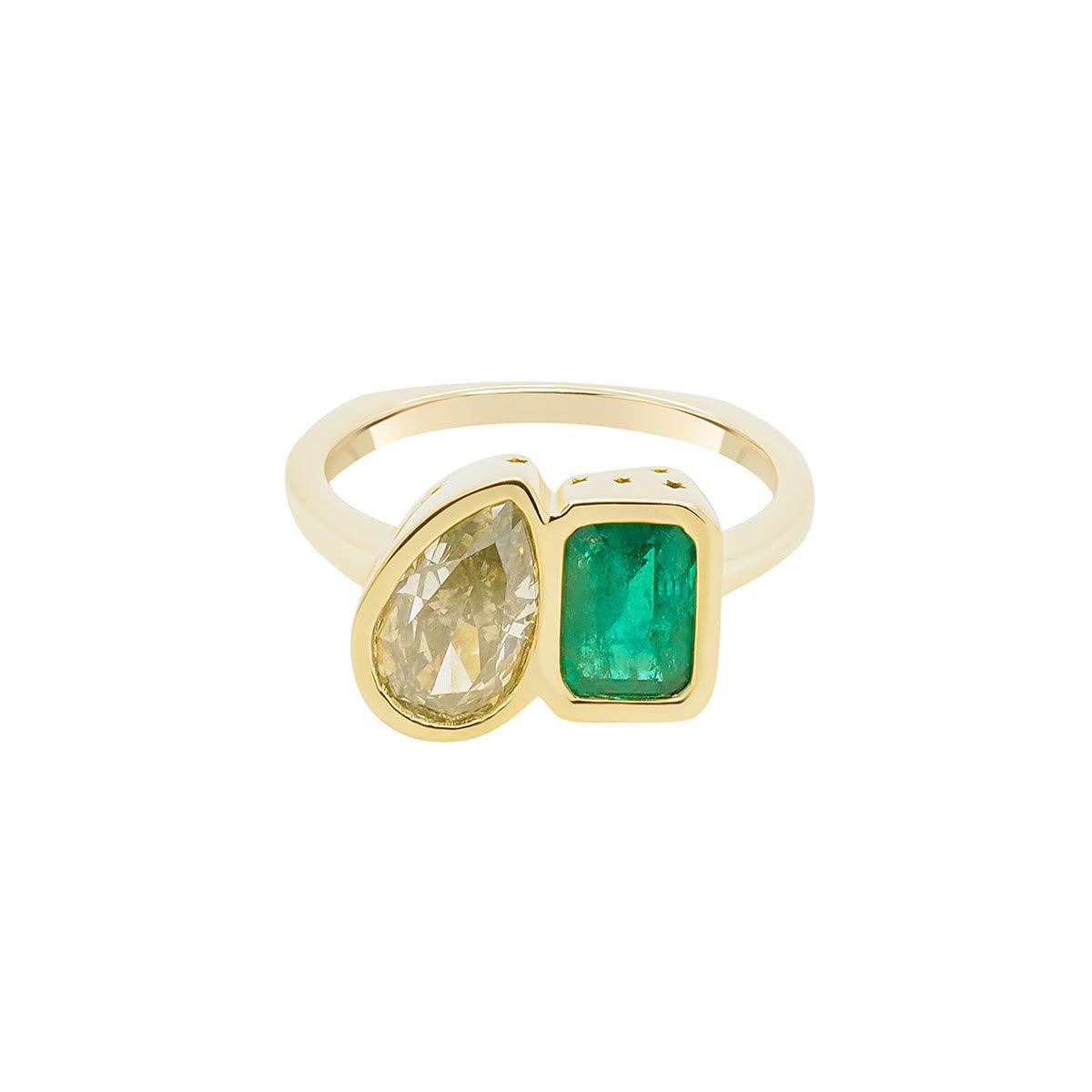 Toi et Moi Ring | Diamond + Emerald | 2.37GMS 2TCW - Porter Lyons