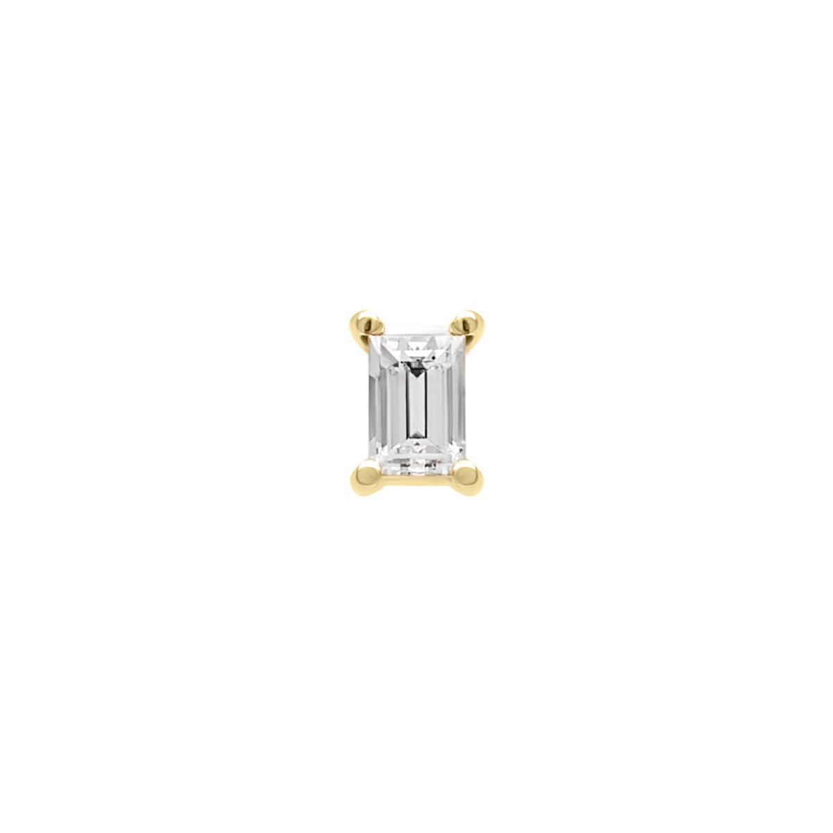 Mini Baguette Diamond Threaded Flat Back Earring | .5GMS .16CT | Single - Porter Lyons