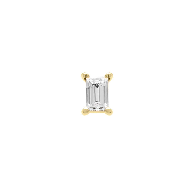 Mini Baguette Diamond Threaded Flat Back Earring | .5GMS .16CT | Single - Porter Lyons